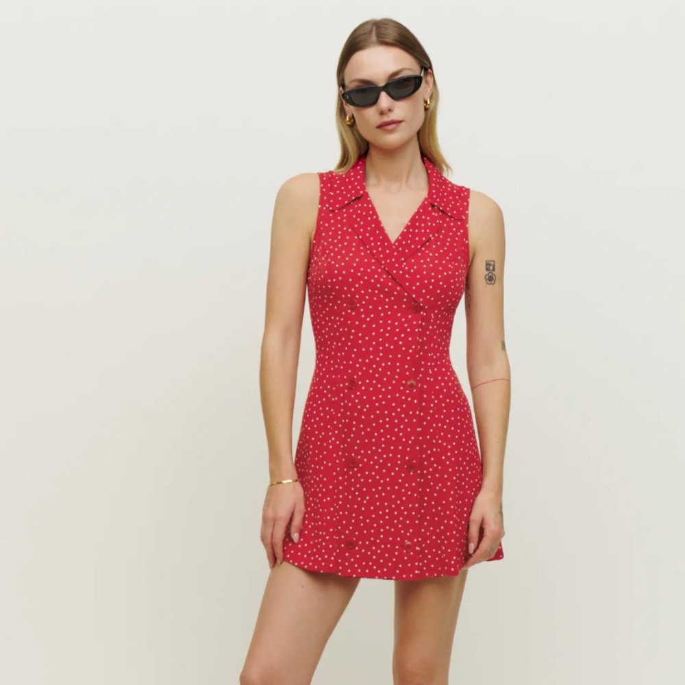 Reformation Leith Polka Dot Dress